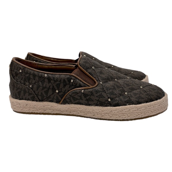 MICHAEL KORS LIBBY STUDDED QUILTED LOGO SLIP-ON SNEAKERS SIZE 6 M‎ - Picture 1 of 8